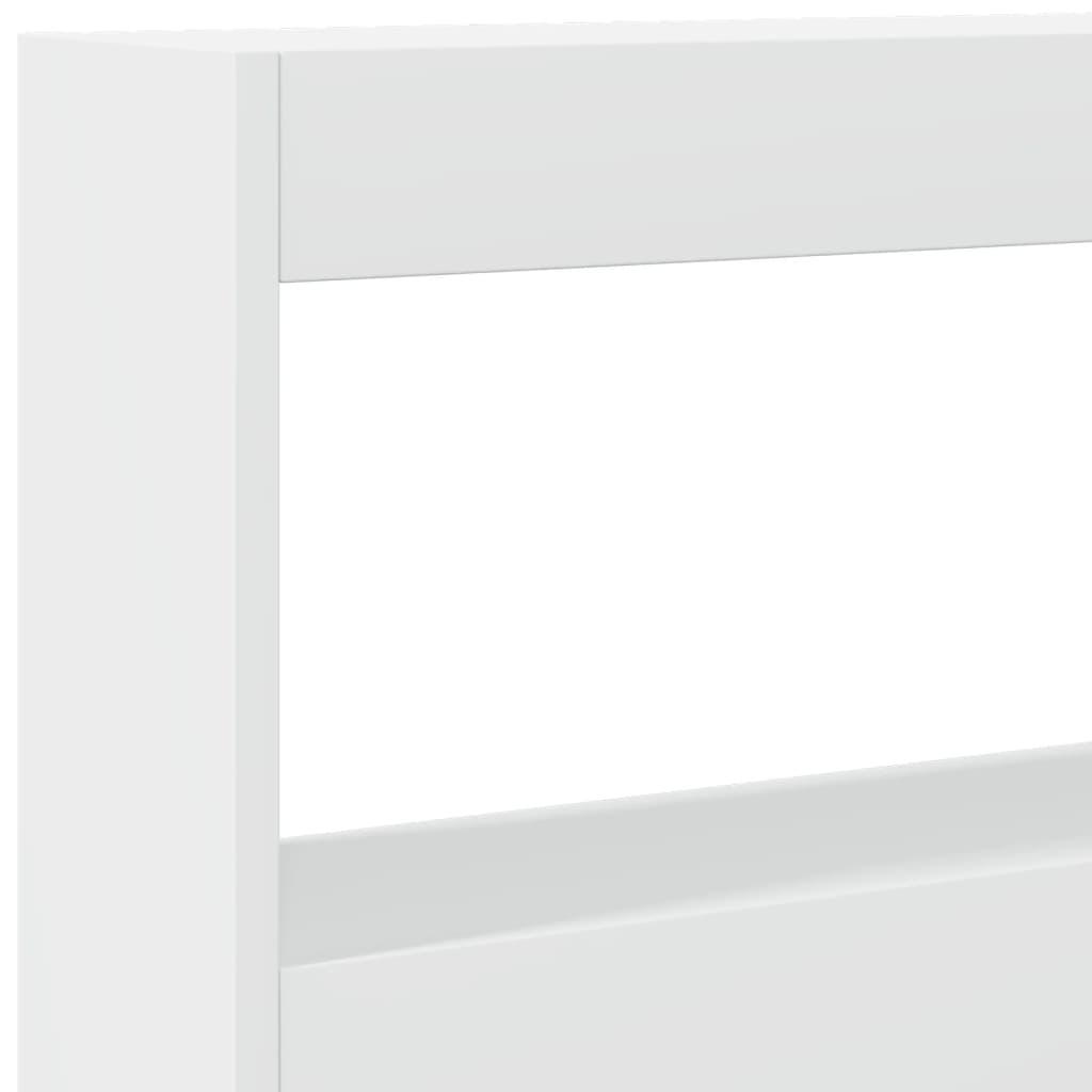 sengegavl med opbevaring og LED-lys 160x17x102 cm hvid