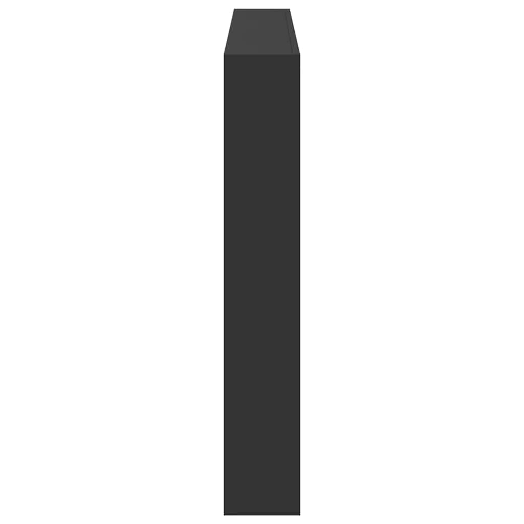 sengegavl med opbevaring og LED-lys 160x17x102 cm sort