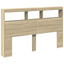 sengegavl med opbevaring og LED-lys 160x17x102 cm sonoma-eg
