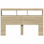 sengegavl med opbevaring og LED-lys 160x17x102 cm sonoma-eg