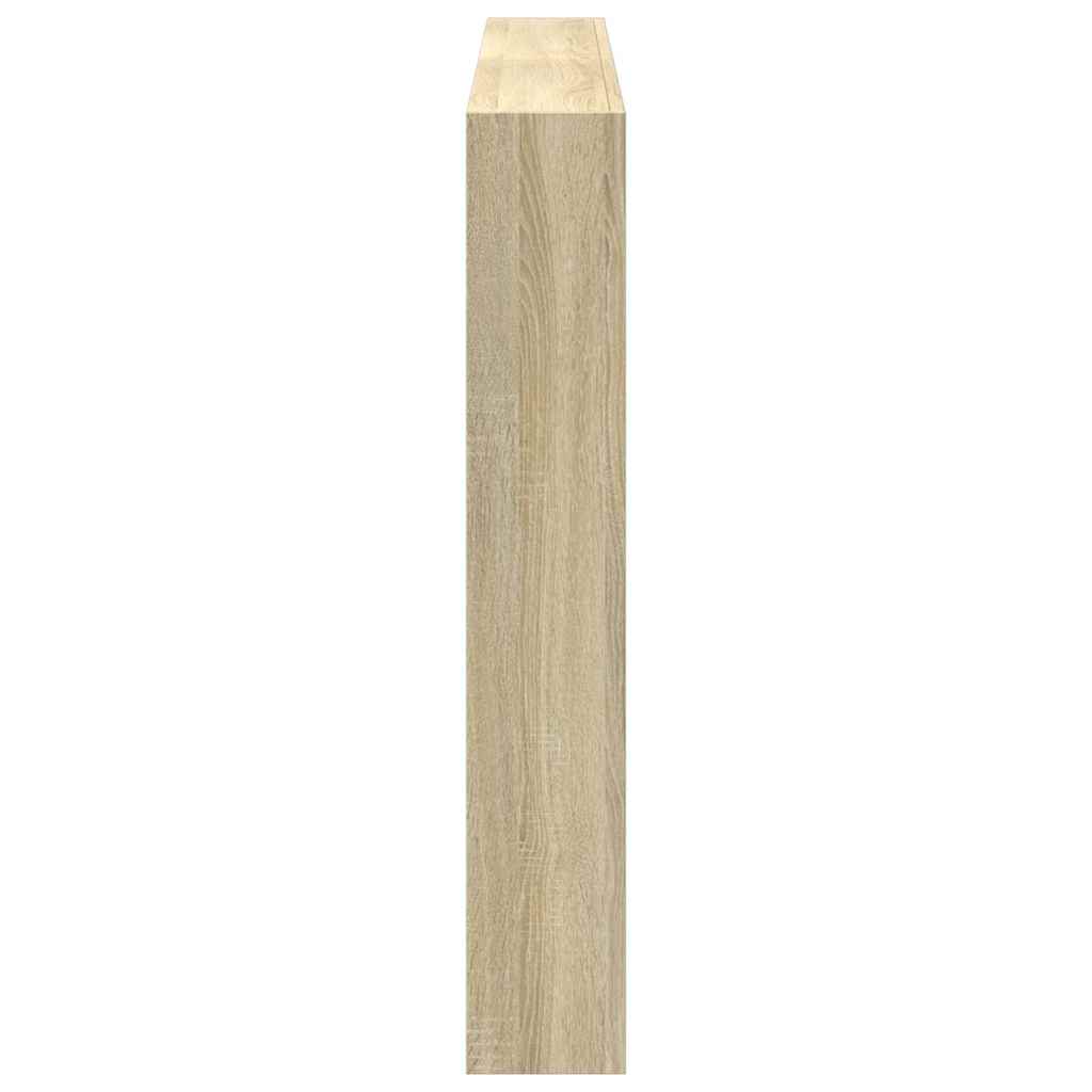 sengegavl med opbevaring og LED-lys 160x17x102 cm sonoma-eg