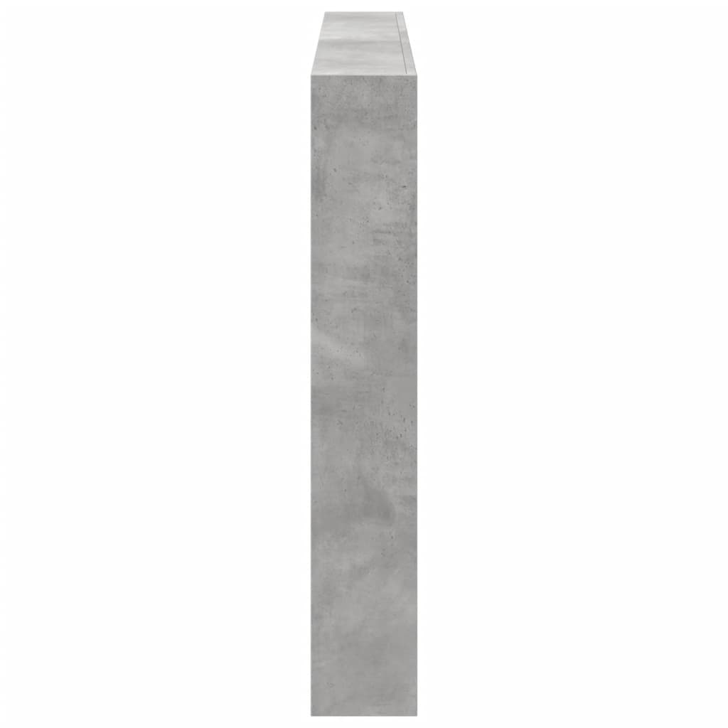 sengegavl med opbevaring og LED-lys 160x17x102 cm betongrå