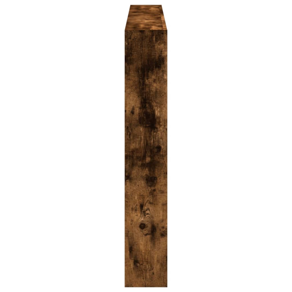 sengegavl med opbevaring og LED-lys 160x17x102 cm røget eg