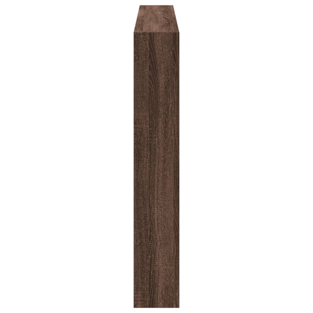 sengegavl med opbevaring og LED-lys 160x17x102 cm brunt eg