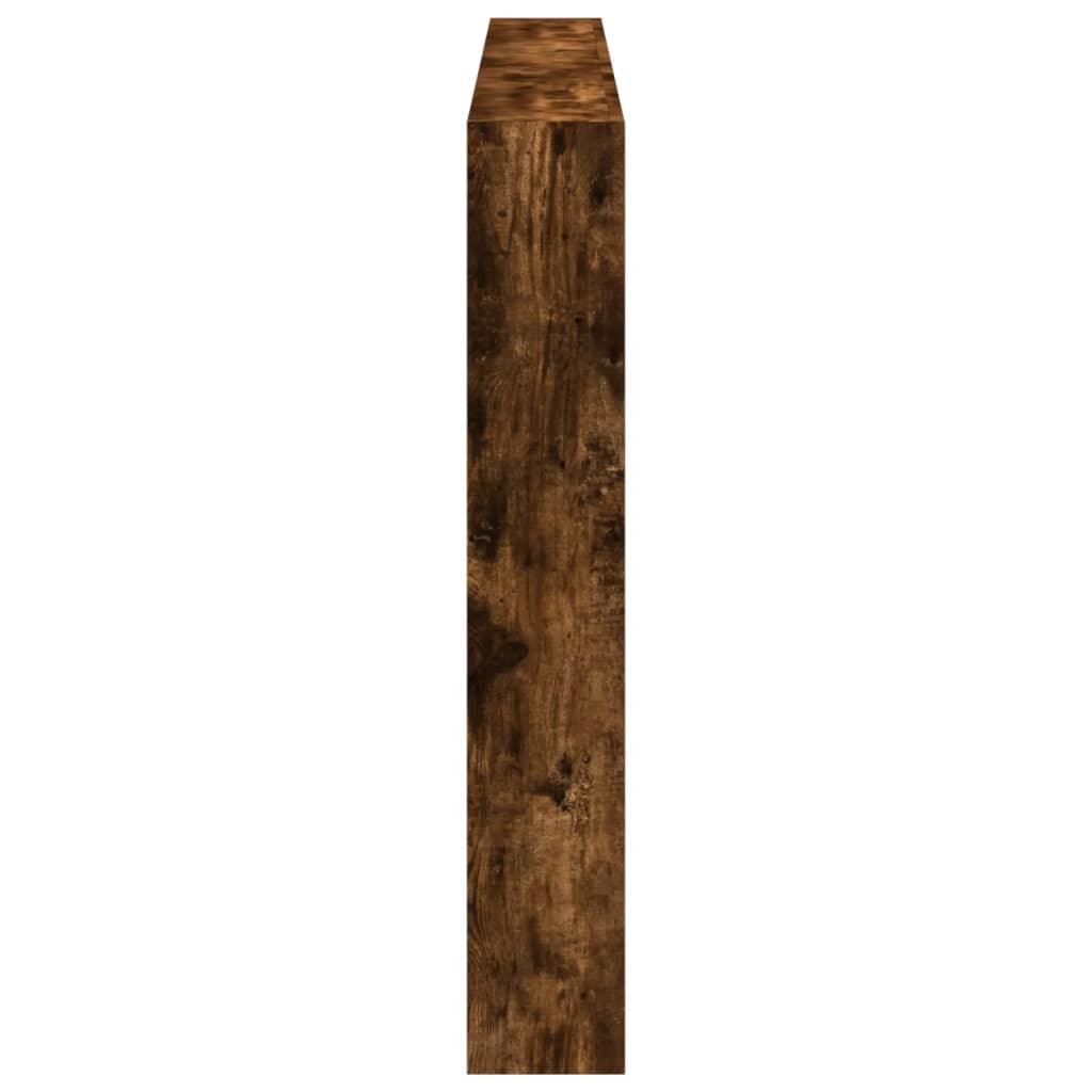 sengegavl med opbevaring og LED-lys 180x17x102 cm røget eg
