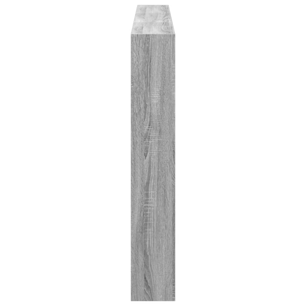 sengegavl med opbevaring og LED-lys 180x17x102 cm grå sonoma-eg