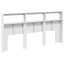 sengegavl med opbevaring og LED-lys 200x17x102 cm hvid
