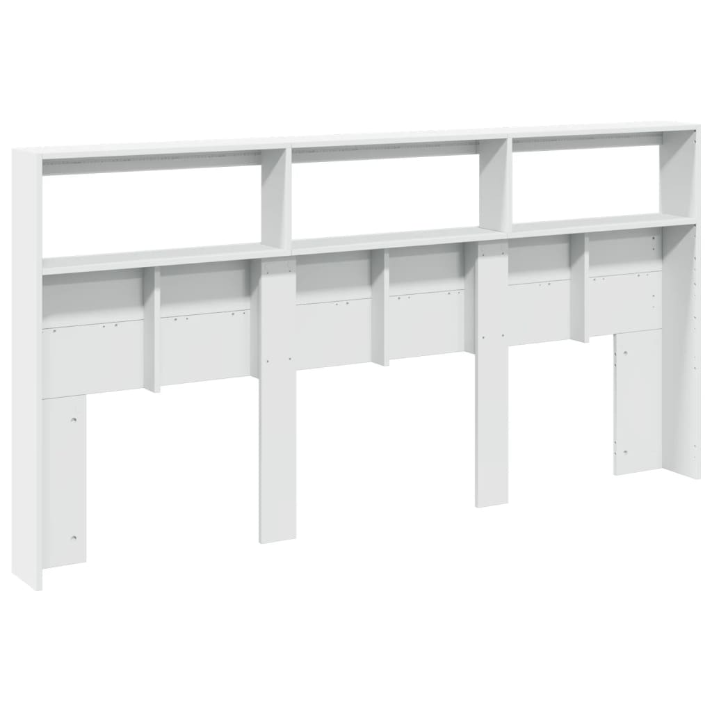 sengegavl med opbevaring og LED-lys 200x17x102 cm hvid