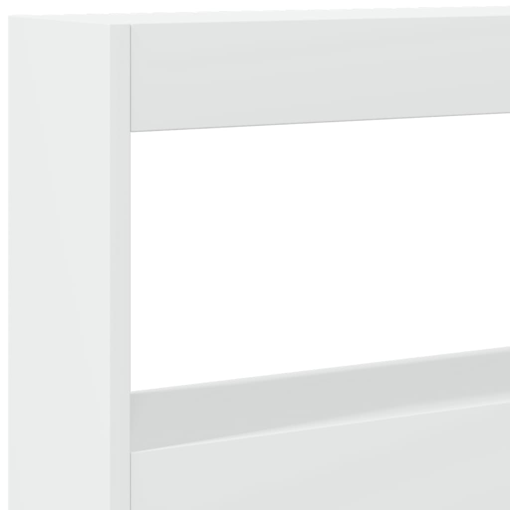 sengegavl med opbevaring og LED-lys 200x17x102 cm hvid