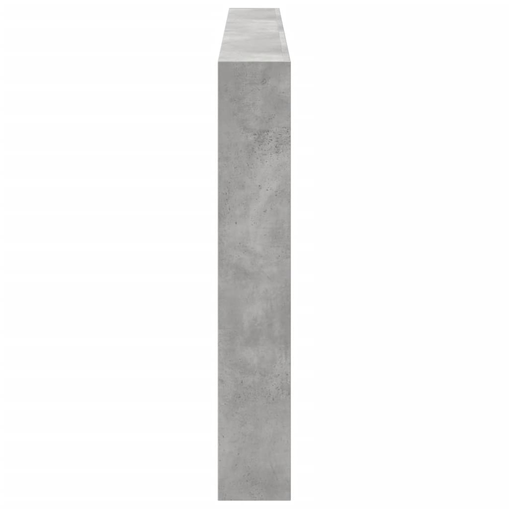sengegavl med opbevaring og LED-lys 200x17x102 cm betongrå