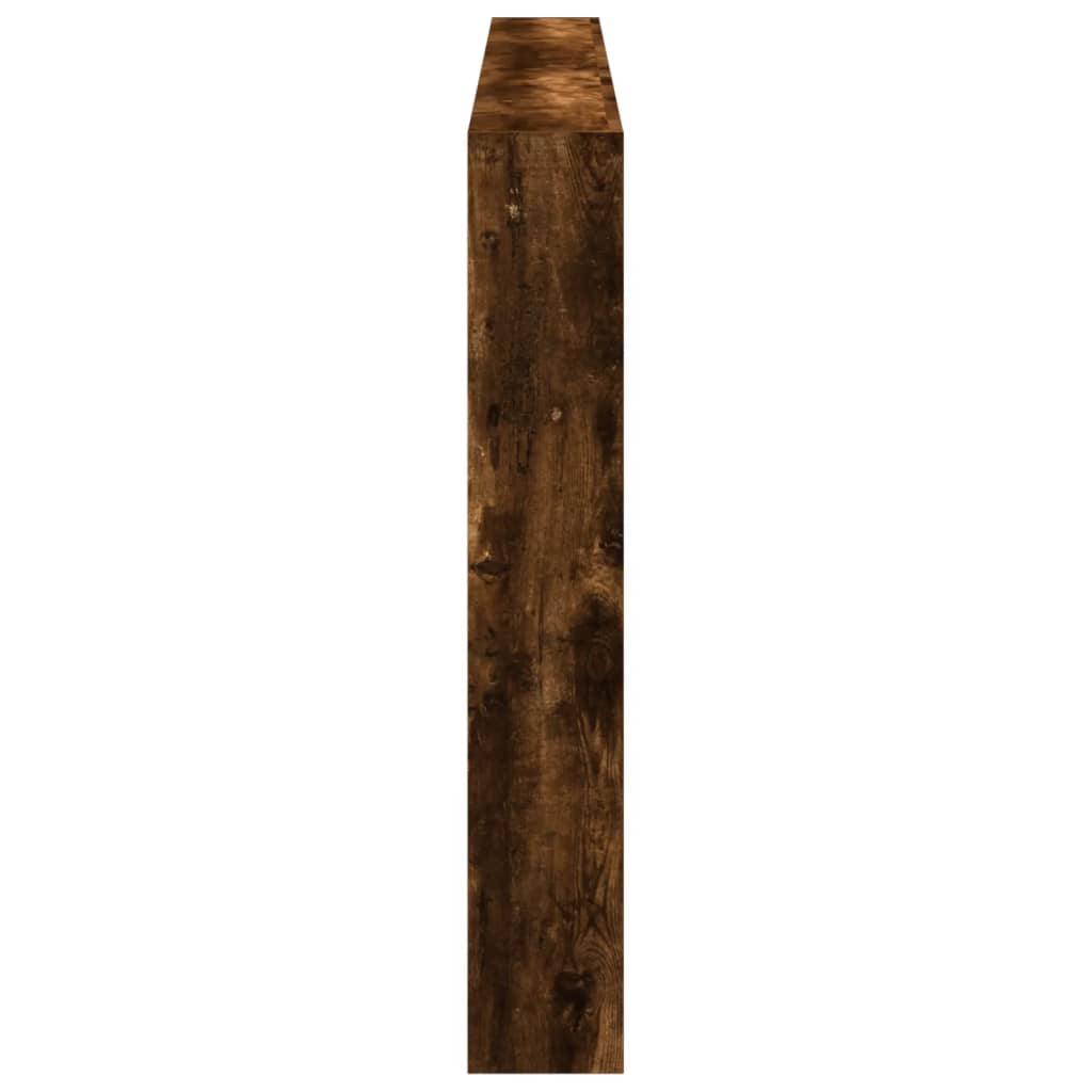 sengegavl med opbevaring og LED-lys 200x17x102 cm røget eg
