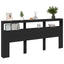 sengegavl med opbevaring og LED-lys 220x17x102 cm sort