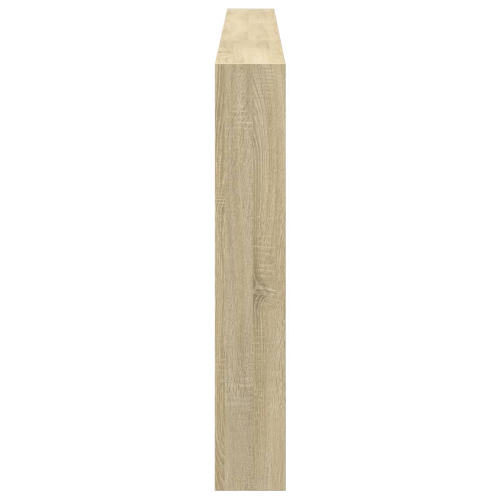 sengegavl med opbevaring og LED-lys 220x17x102 cm sonoma-eg