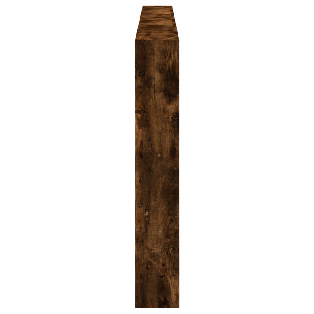 sengegavl med opbevaring og LED-lys 220x17x102 cm røget eg
