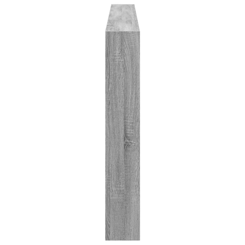 sengegavl med opbevaring og LED-lys 220x17x102 cm grå sonoma-eg