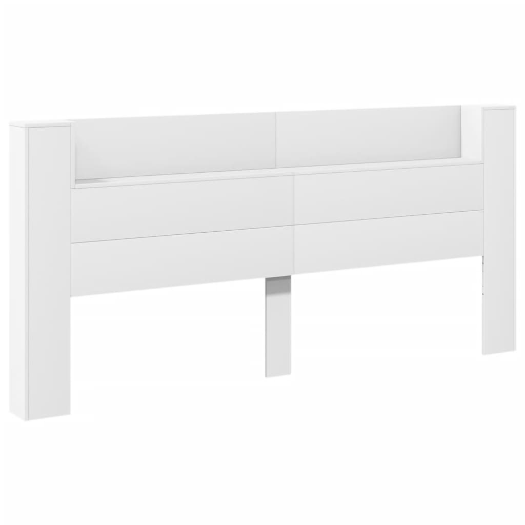 sengegavl med opbevaring og LED-lys 220x16,5x103,5 cm hvid