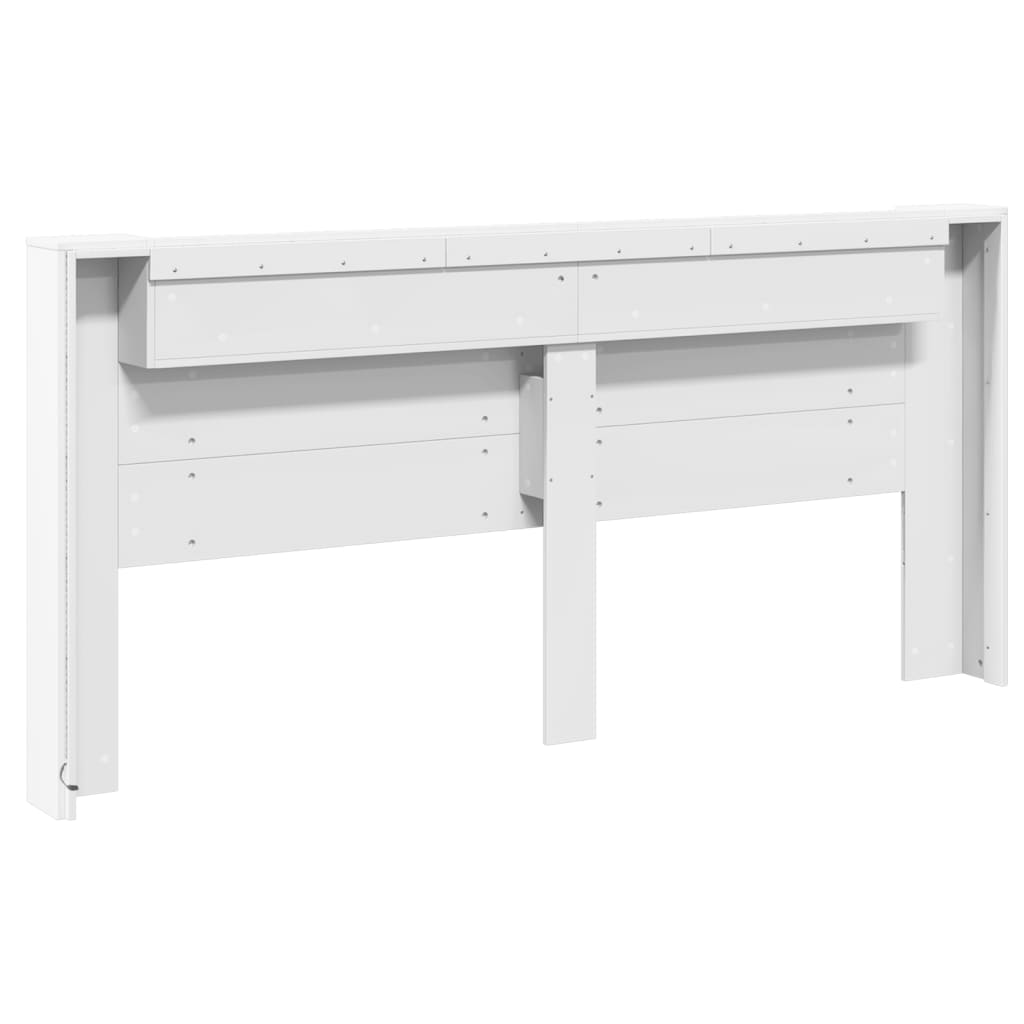 sengegavl med opbevaring og LED-lys 220x16,5x103,5 cm hvid