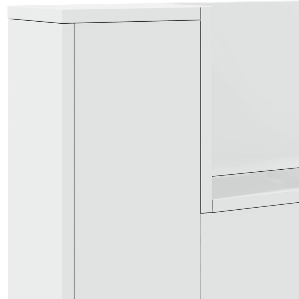 sengegavl med opbevaring og LED-lys 220x16,5x103,5 cm hvid