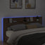 sengegavl med opbevaring og LED-lys 220x16,5x103,5 cm brunt eg