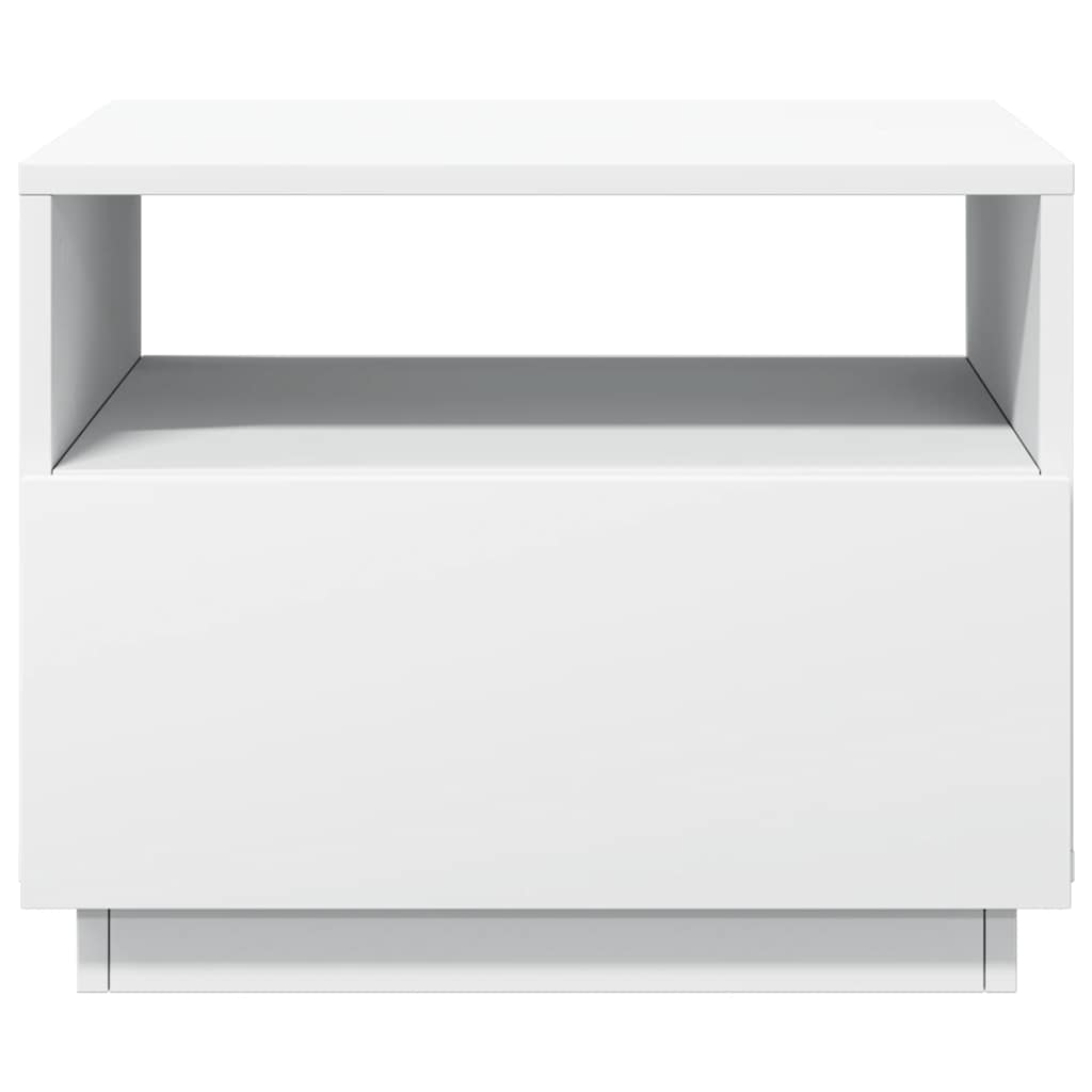sofabord med LED-lys 50x49x40 cm hvid