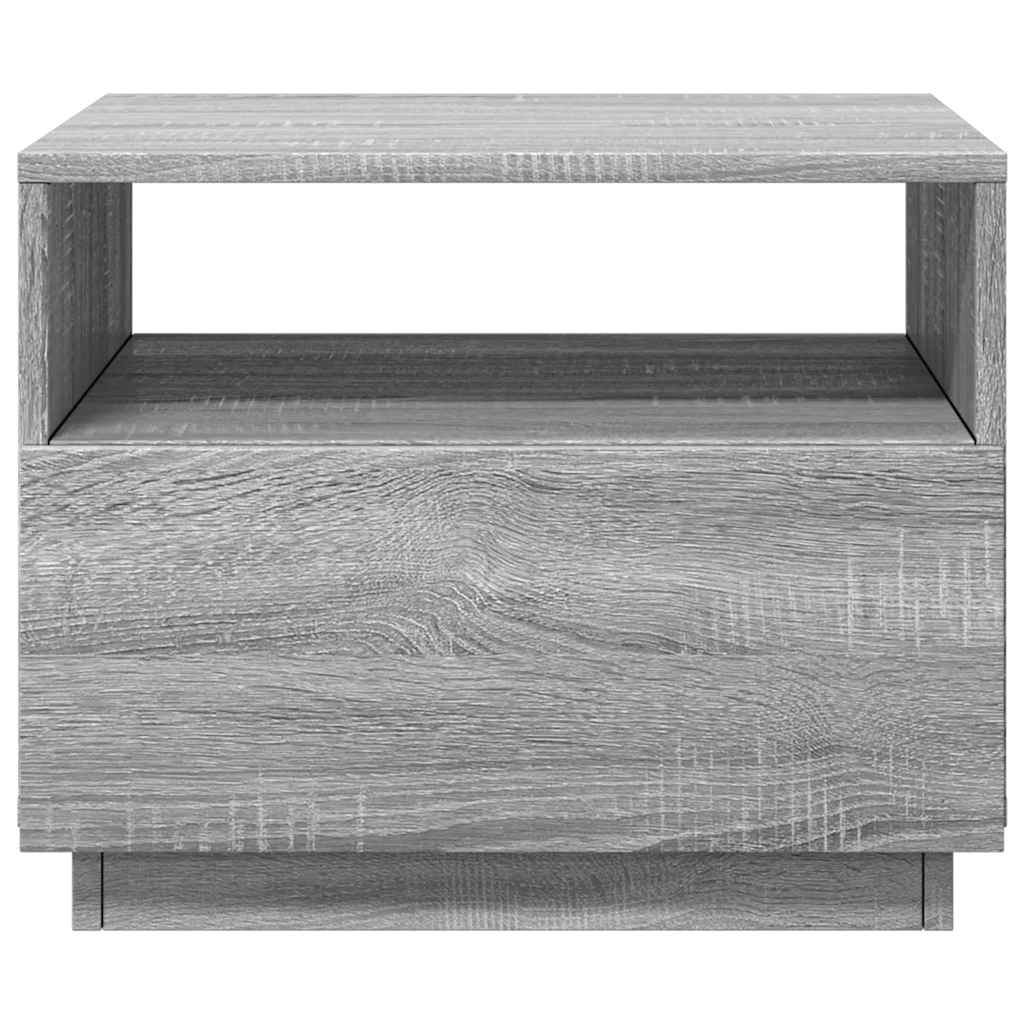 sofabord med LED-lys 50x49x40 cm grå sonoma-eg