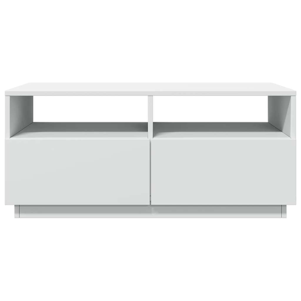 sofabord med LED-lys 90x49x40 cm hvid