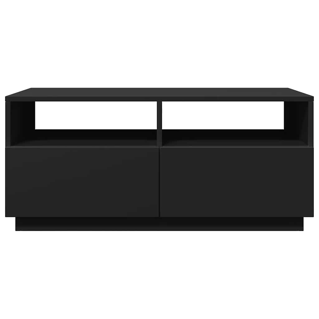 sofabord med LED-lys 90x49x40 cm sort