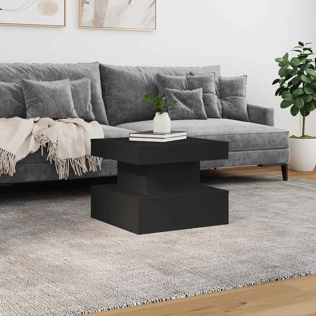 sofabord med LED-lys 50x50x40 cm sort