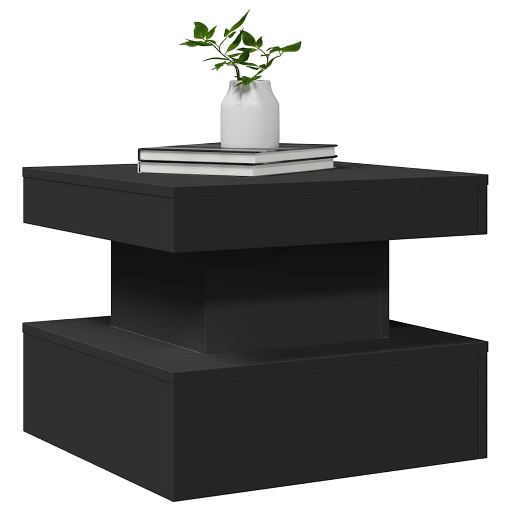 sofabord med LED-lys 50x50x40 cm sort