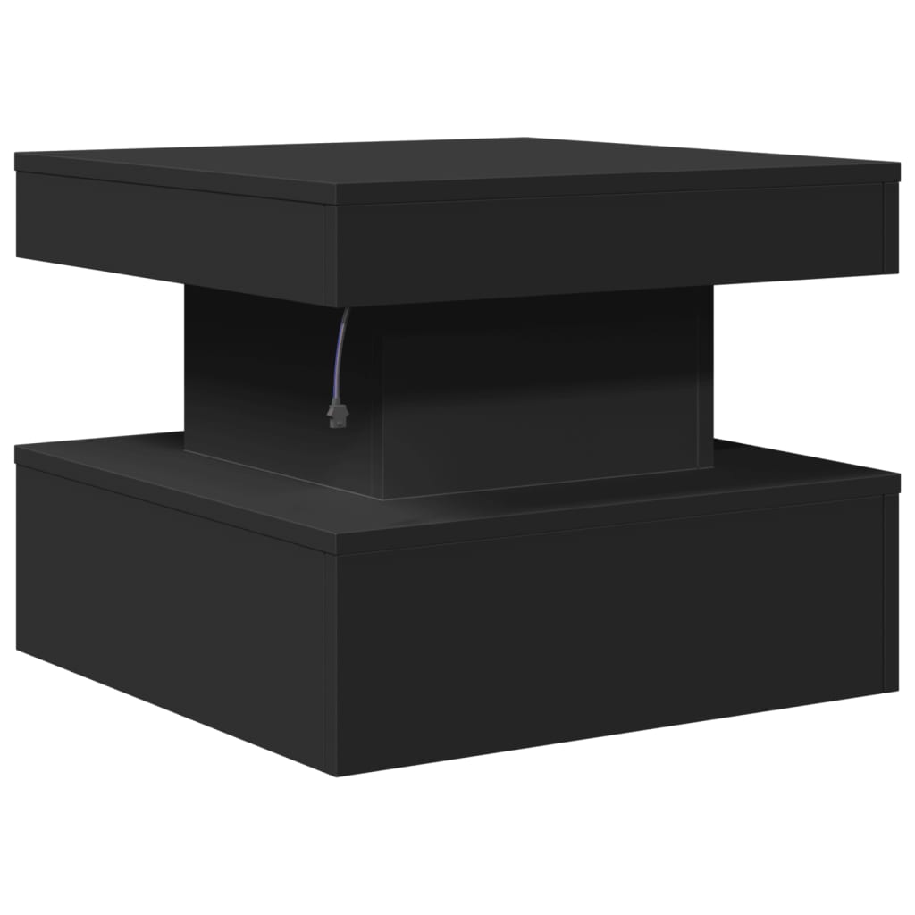 sofabord med LED-lys 50x50x40 cm sort