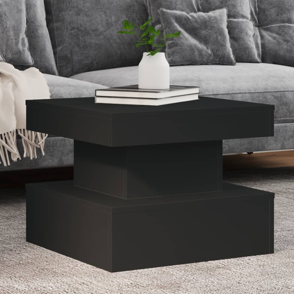 sofabord med LED-lys 50x50x40 cm sort