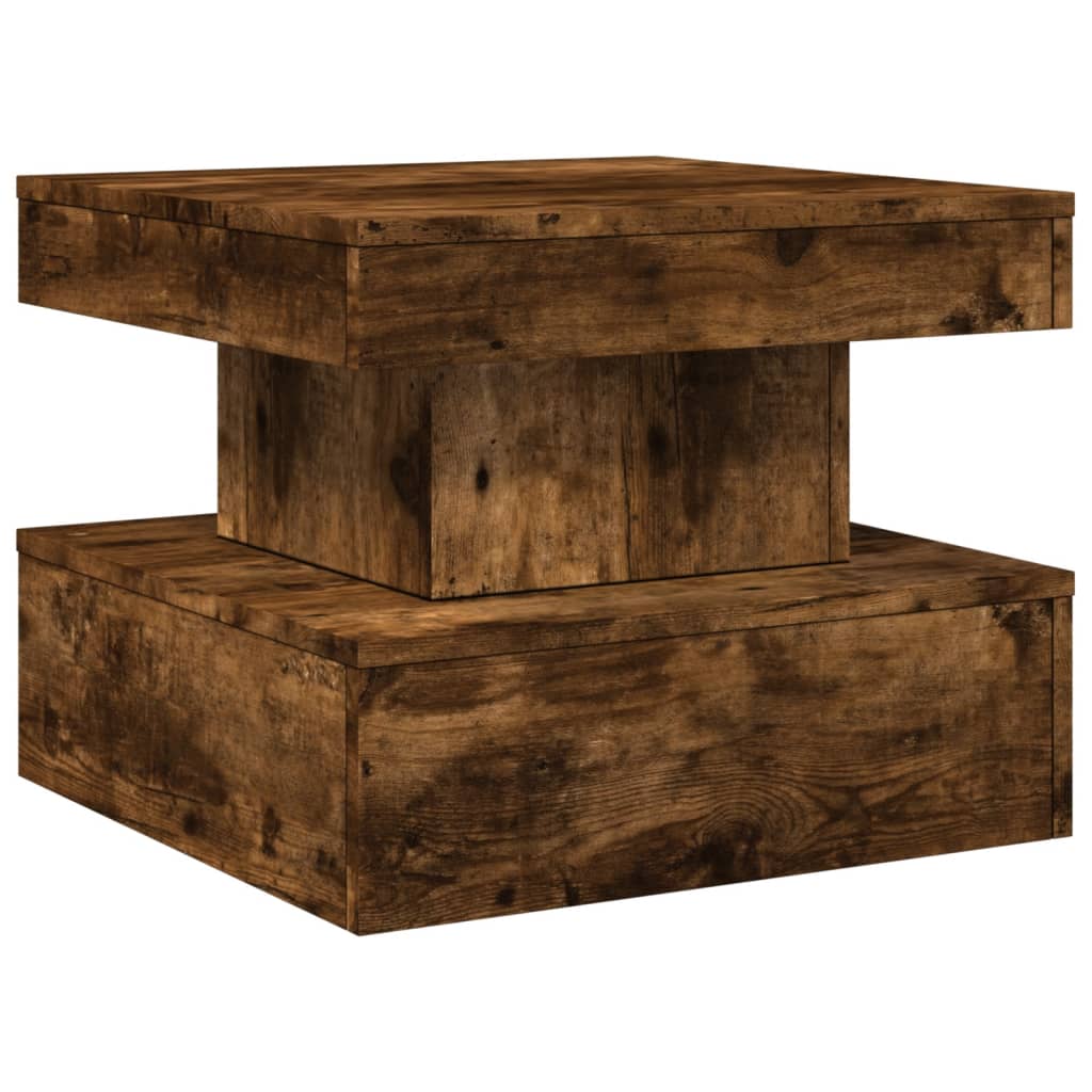 sofabord med metalben 50x50x40 cm røget egetræsfarve