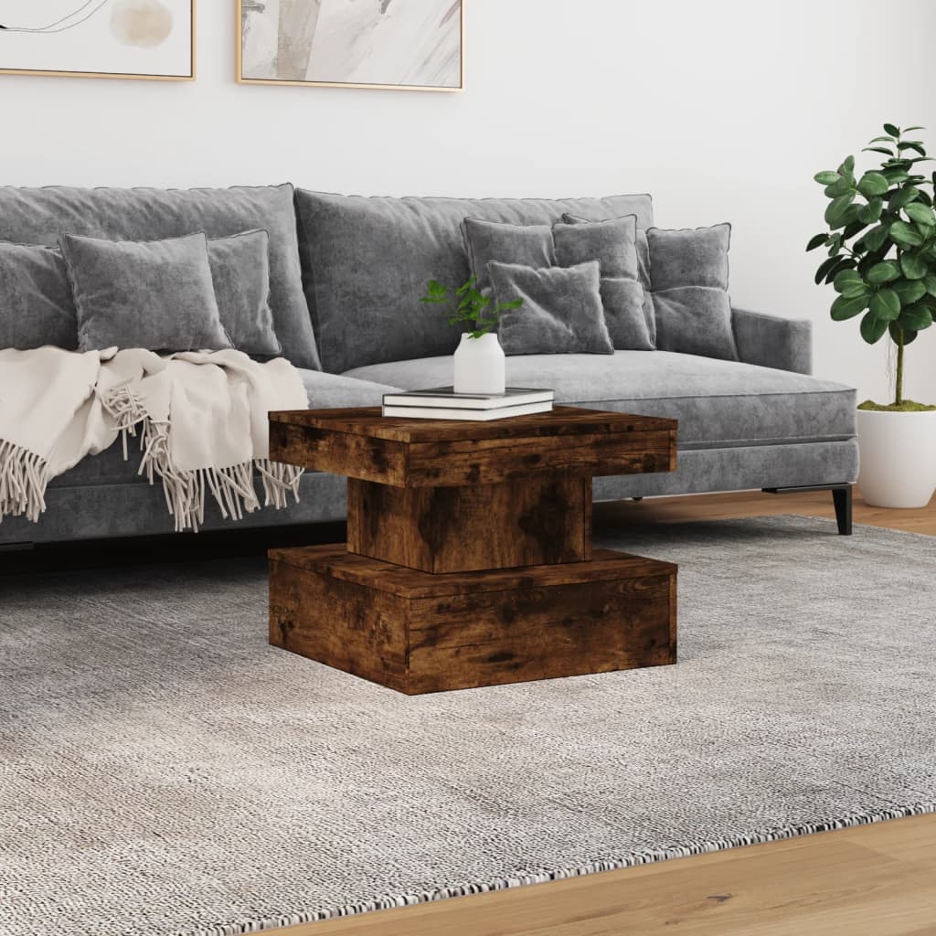 sofabord med metalben 50x50x40 cm røget egetræsfarve