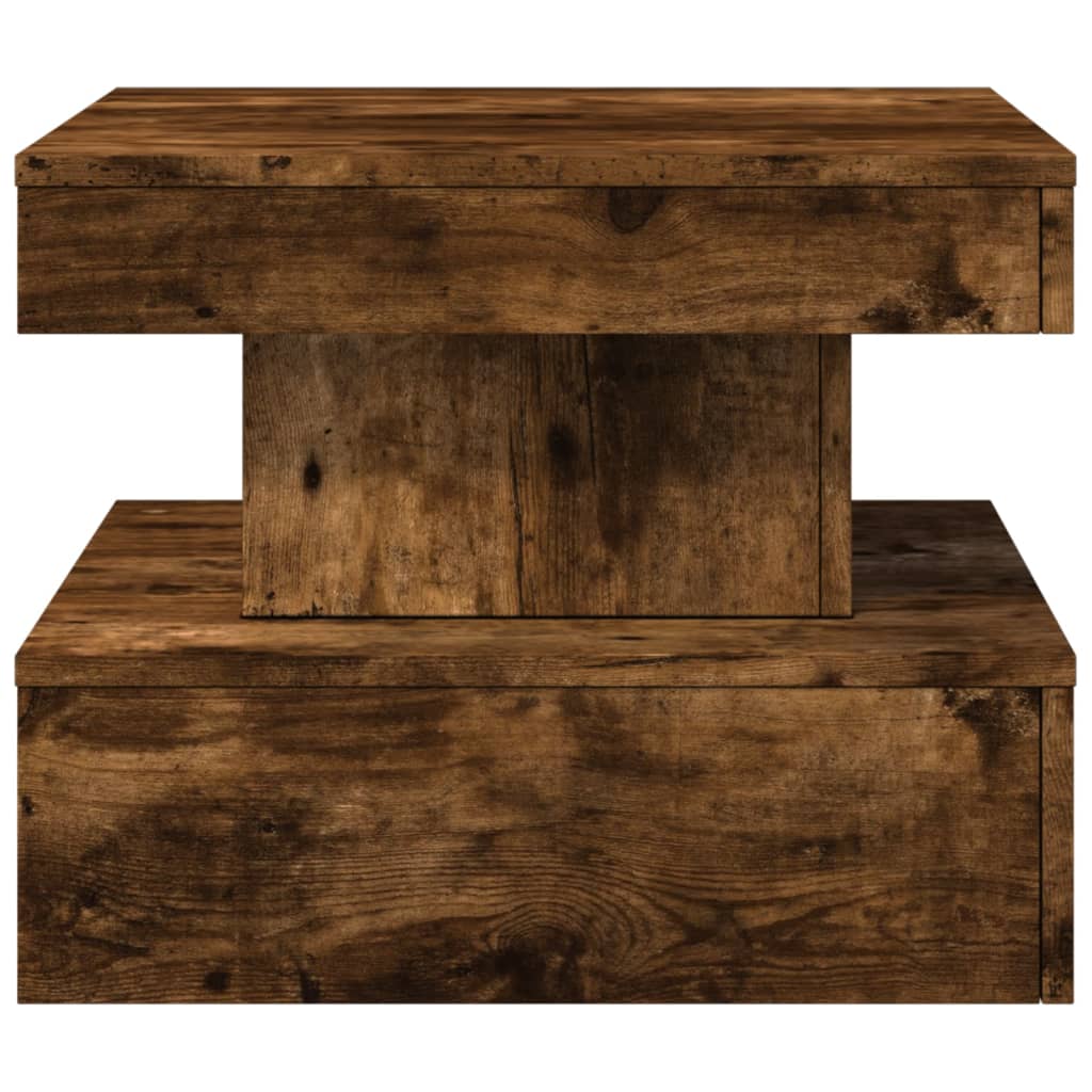 sofabord med metalben 50x50x40 cm røget egetræsfarve