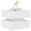 sofabord med LED-lys 50x50x40 cm hvid