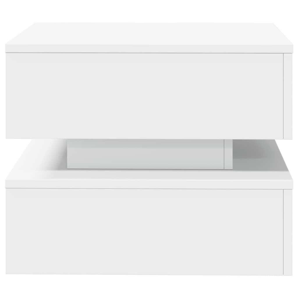 sofabord med LED-lys 50x50x40 cm hvid