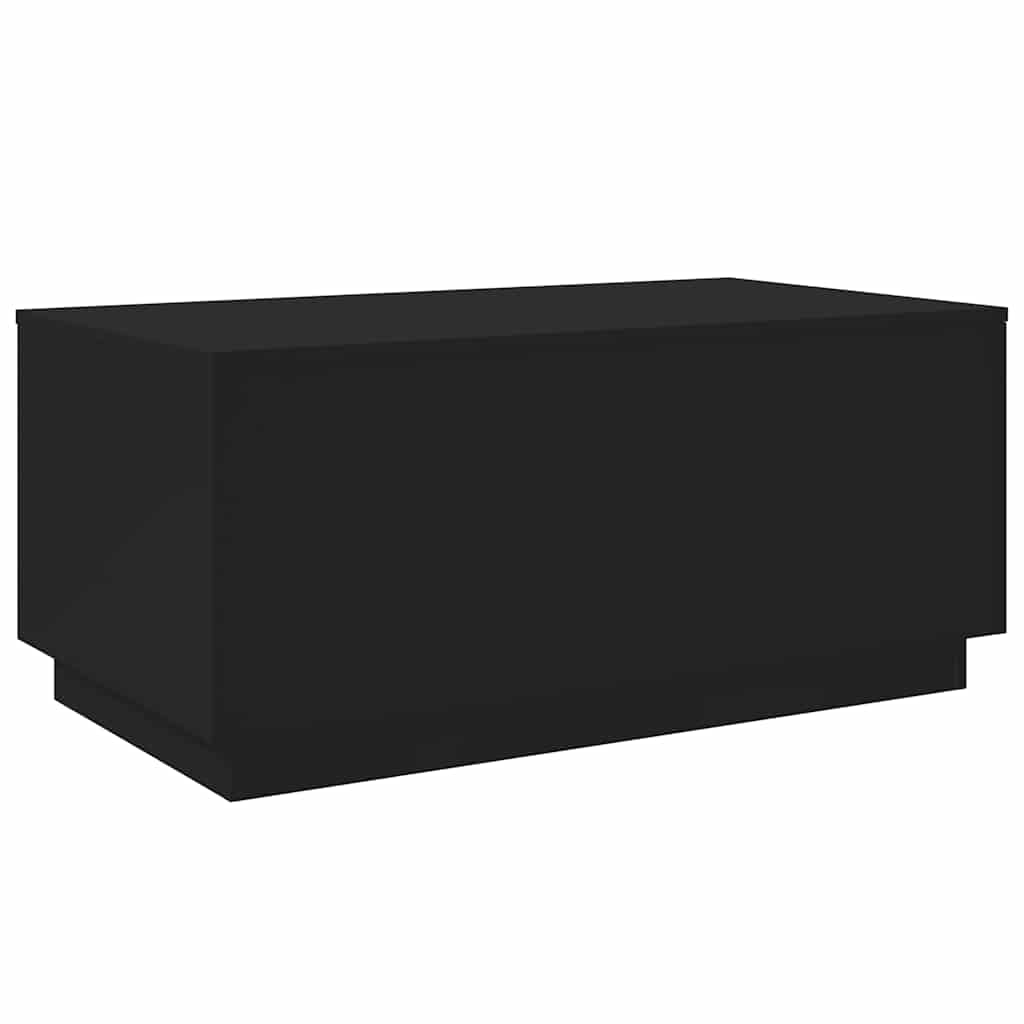 sofabord med LED-lys 90x50x40 cm sort