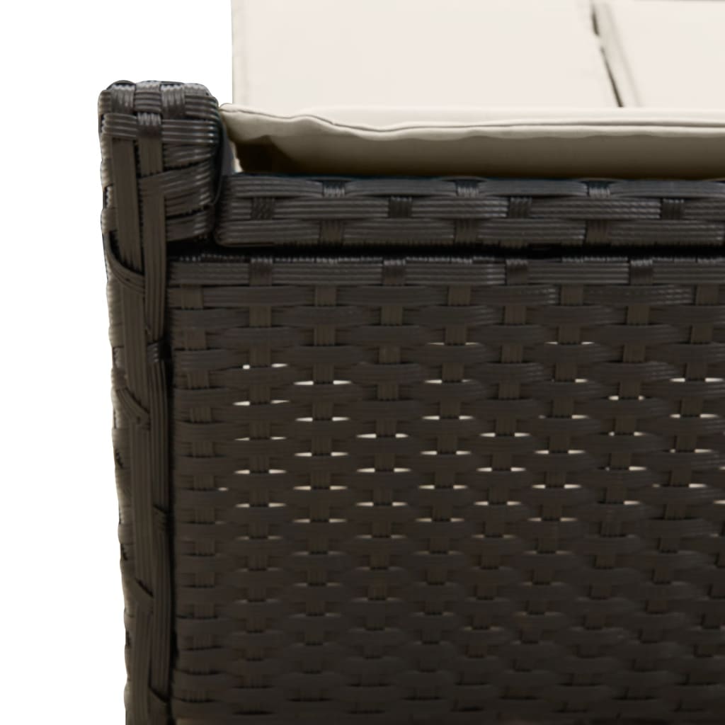 dobbelt loungesofa med hynder polyrattan sort