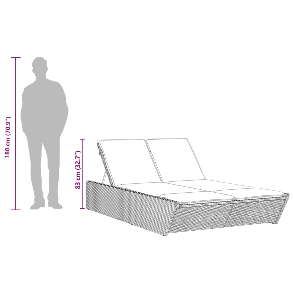 loungesofa med hynder polyrattan grå