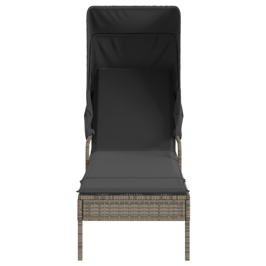 loungesofa med baldakin polyrattan grå