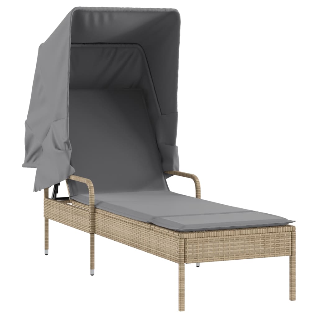 loungesofa med baldakin polyrattan beige