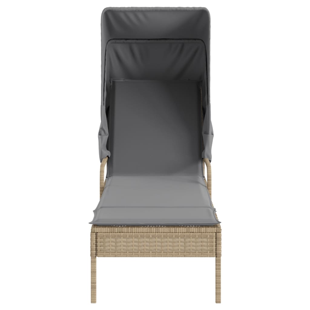 loungesofa med baldakin polyrattan beige