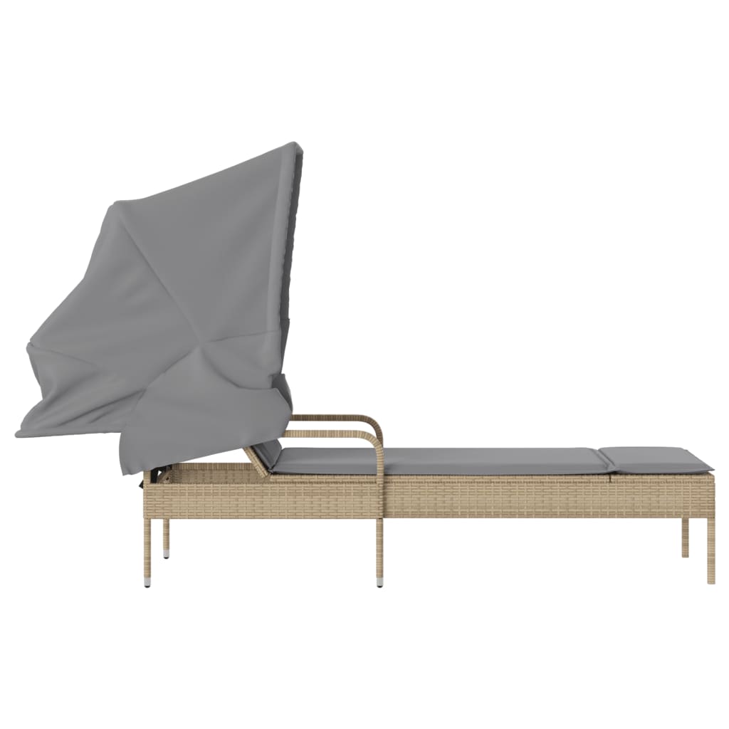 loungesofa med baldakin polyrattan beige