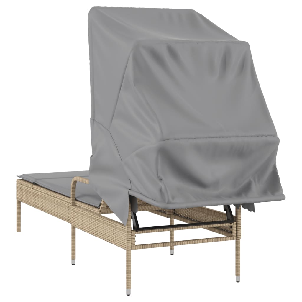 loungesofa med baldakin polyrattan beige
