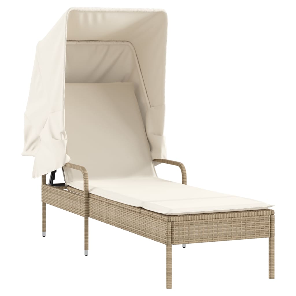 loungesofa med baldakin polyrattan beige