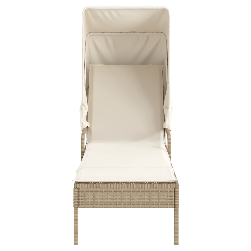 loungesofa med baldakin polyrattan beige