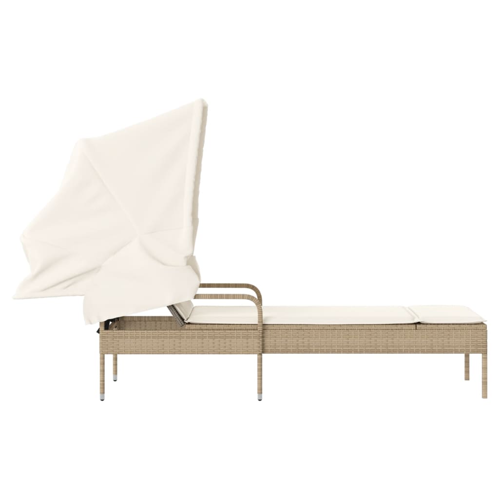 loungesofa med baldakin polyrattan beige
