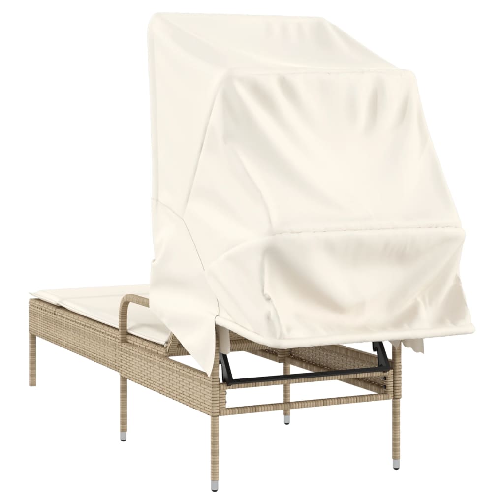 loungesofa med baldakin polyrattan beige
