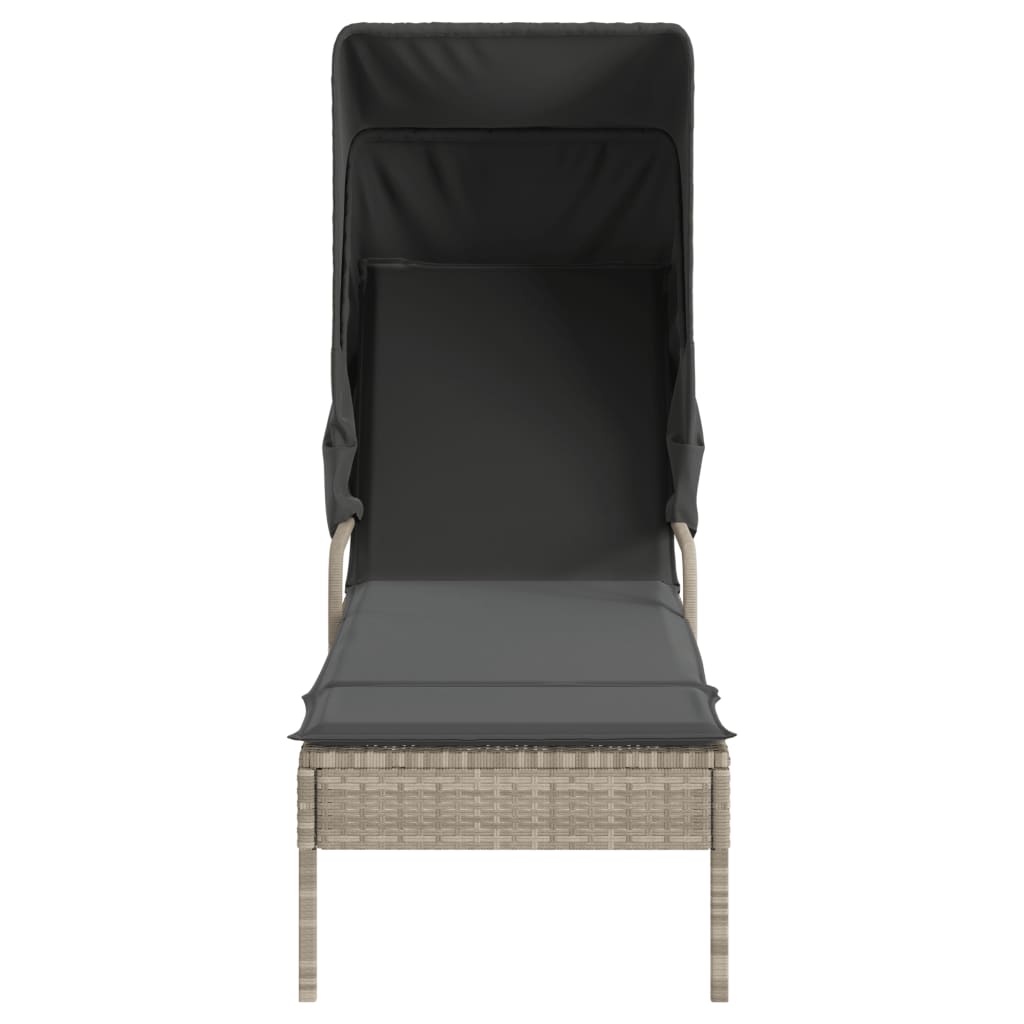 loungesofa med baldakin polyrattan grå
