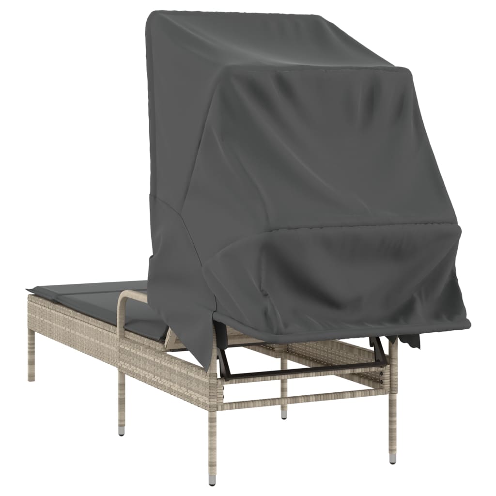 loungesofa med baldakin polyrattan grå